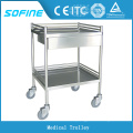 SF-HJ2712 stainless steel hospital medical cart with drawer